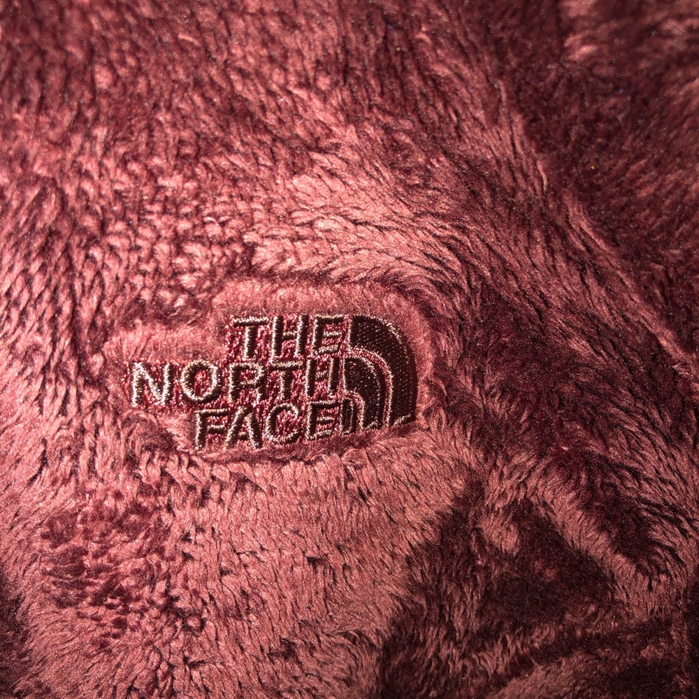 Burgundy north face zip up jacket/sweatshirt